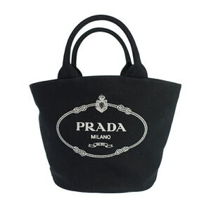 Prada Canapa Logo Convertible Shopping 2way Tote canvas Black